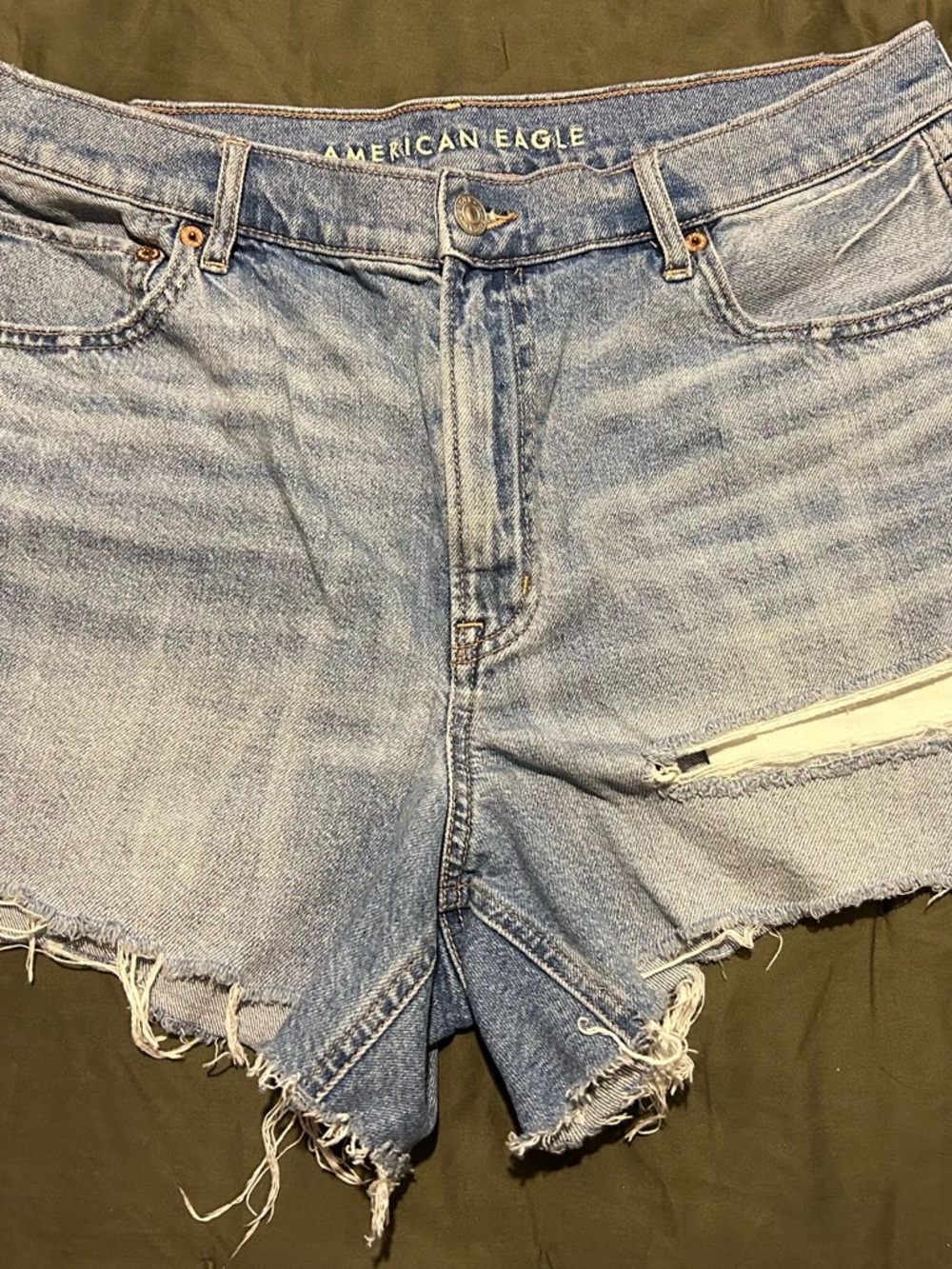 American Eagle Outfitters Light Blue Denim Distressed Shorts